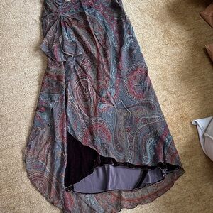 Ralph Lauren Asymmetrical Paisley Silk Skirt - Multicolor, size 8 petite